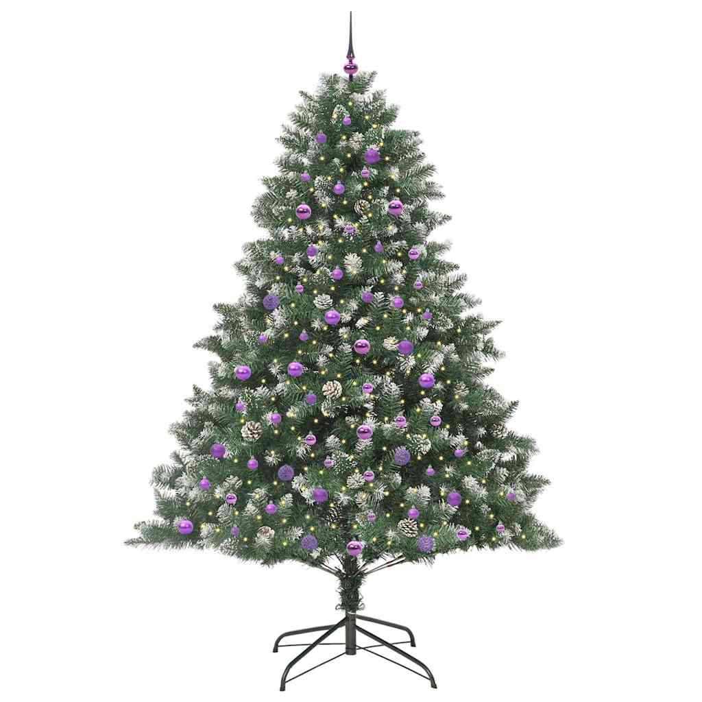 Mű karácsonyfa 300 LED-del Zöld 240 cm PVC és Műanyag és Acél