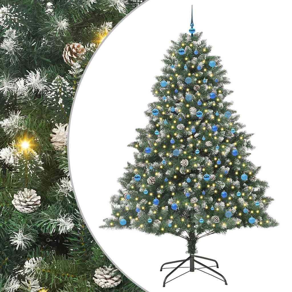 Mű karácsonyfa 300 LED-del Zöld 240 cm PVC és Műanyag és Acél