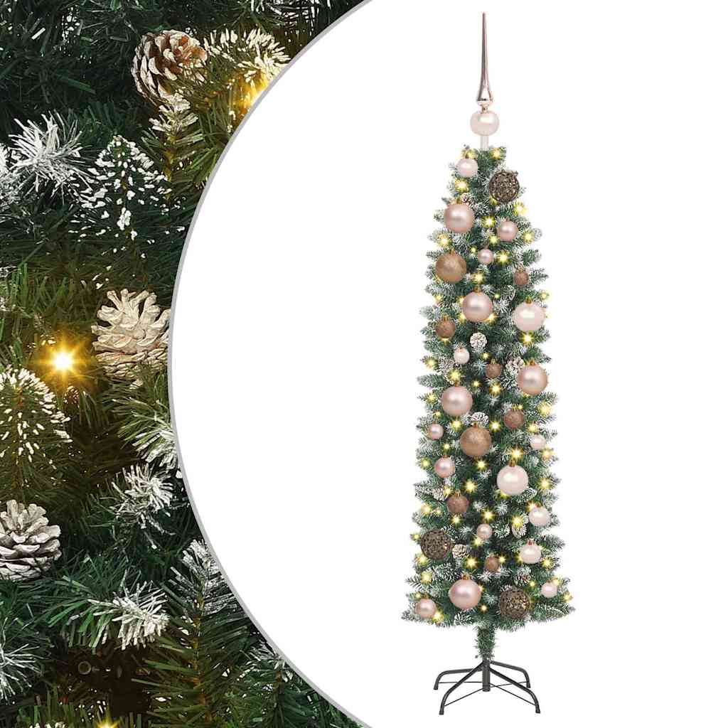 Mű Karcsú Karácsonyi Fa 150 LED-del Zöld és Fehér 120 cm