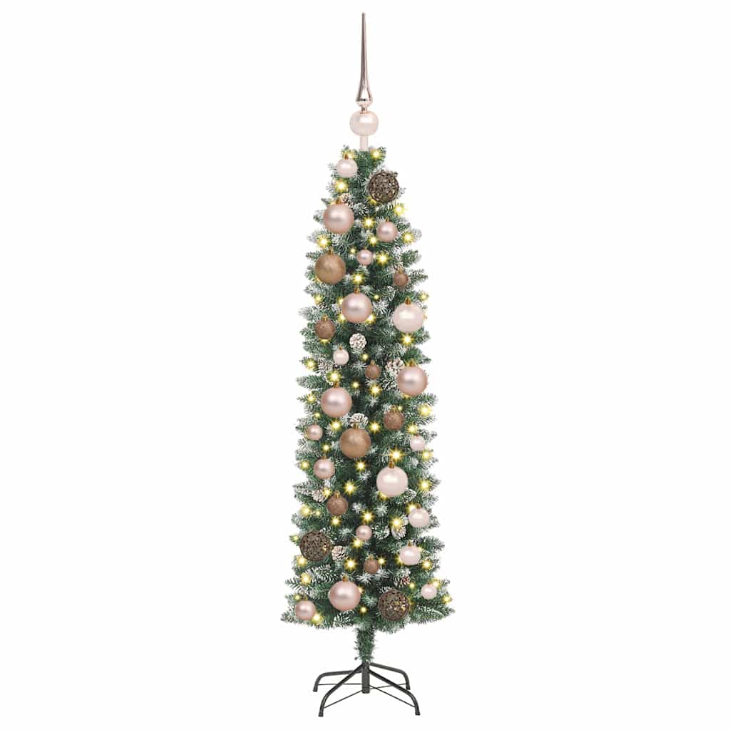 Mű Karcsú Karácsonyi Fa 150 LED-del Zöld és Fehér 120 cm