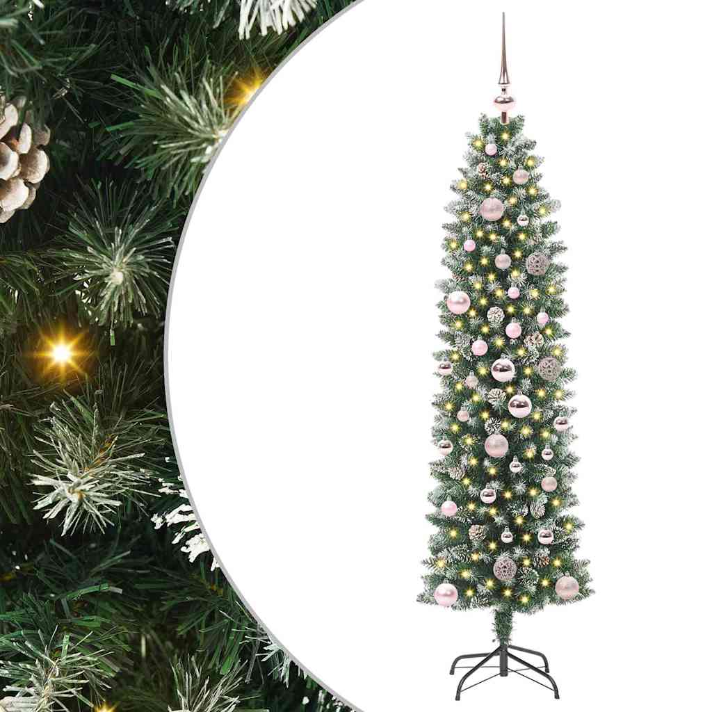 Mű Karcsú Karácsonyi Fa 150 LED-del Zöld és Fehér 150 cm