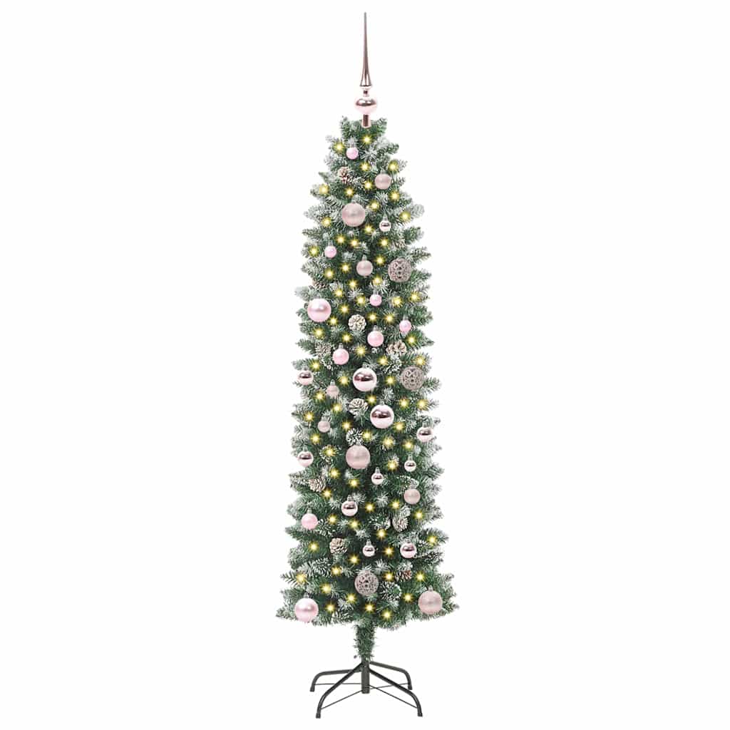 Mű Karcsú Karácsonyi Fa 150 LED-del Zöld és Fehér 150 cm