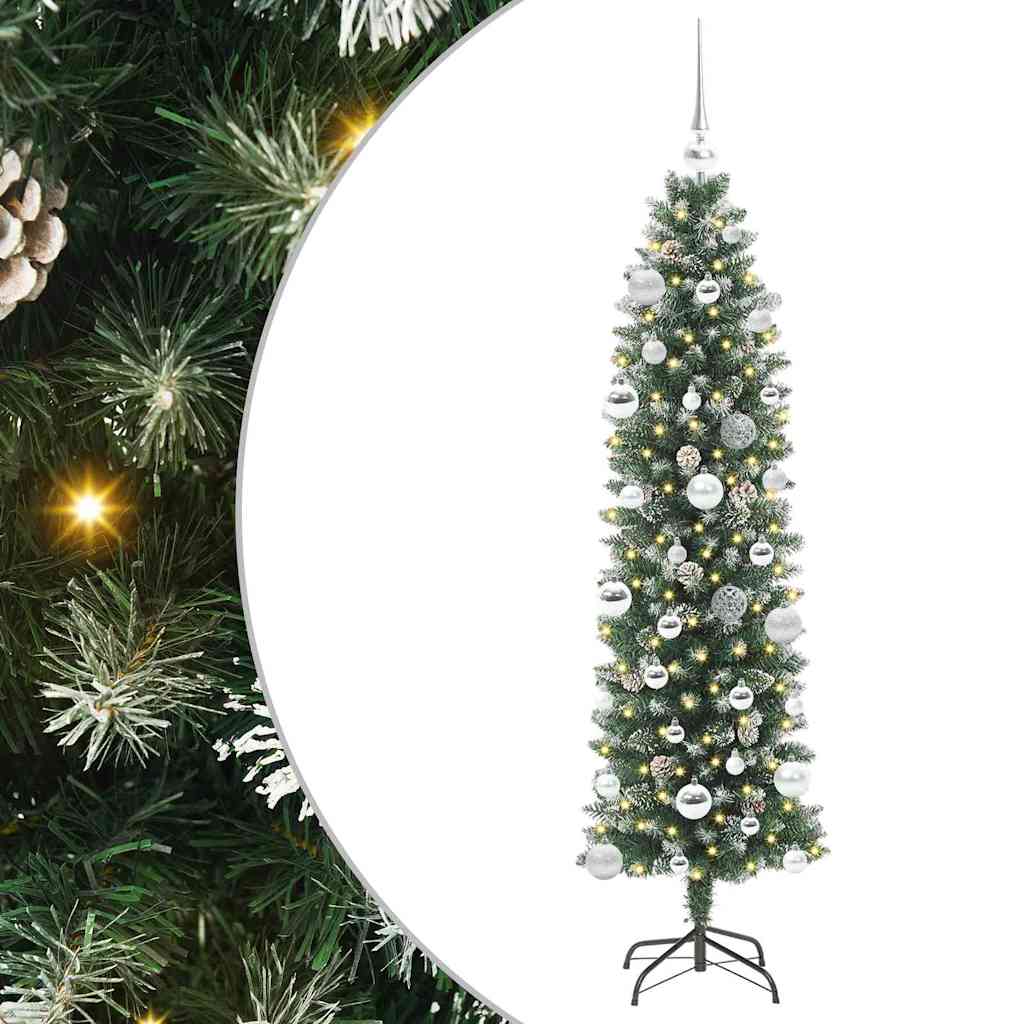 Mű Karcsú Karácsonyi Fa Zöld és Fehér 150 cm