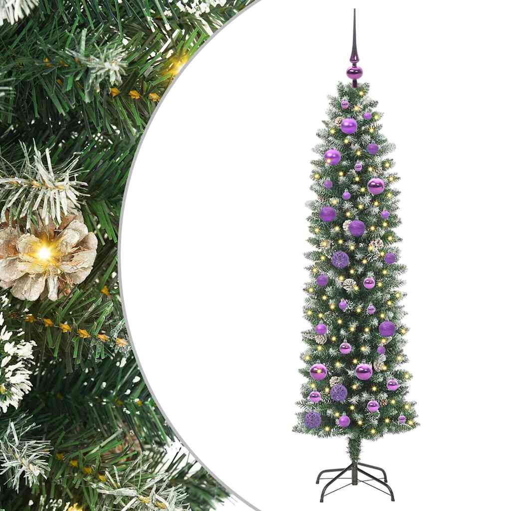 Mű Karcsú Karácsonyi Fa 150 LED-del Zöld és Fehér 150 cm