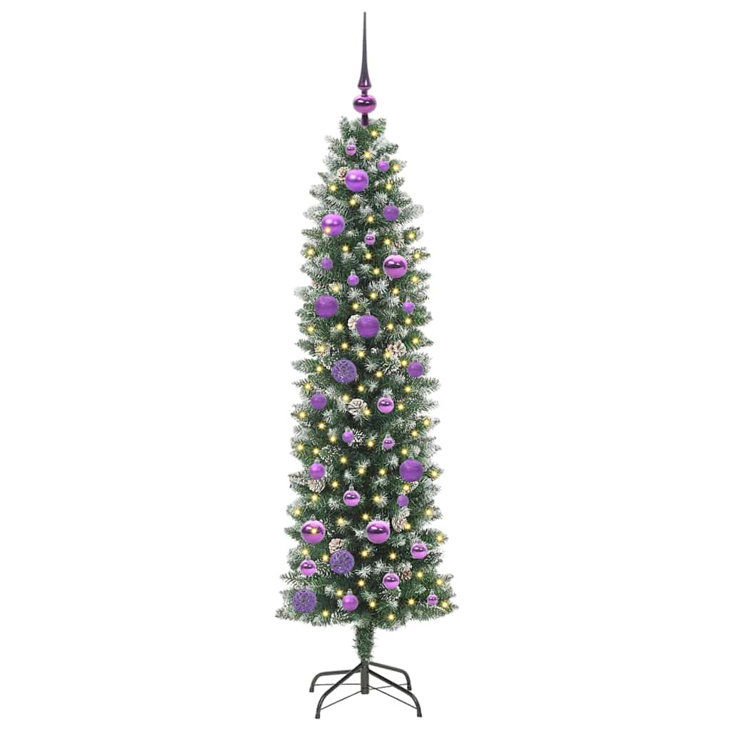 Mű Karcsú Karácsonyi Fa 150 LED-del Zöld és Fehér 150 cm