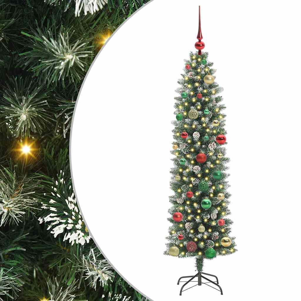 Mű Karcsú Karácsonyi Fa Zöld és Fehér 150 cm