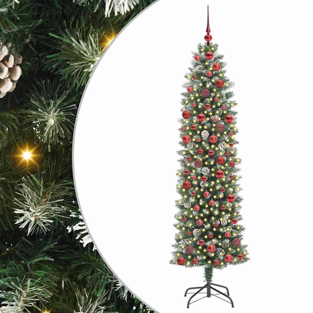 Mű Karcsú Karácsonyi Fa 300 LED-del Zöld és Fehér 180 cm