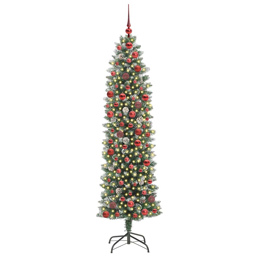 Mű Karcsú Karácsonyi Fa 300 LED-del Zöld és Fehér 180 cm