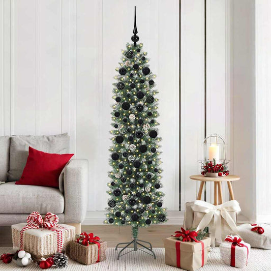 Mű Karcsú Karácsonyi Fa 300 LED-del Zöld és Fehér 180 cm