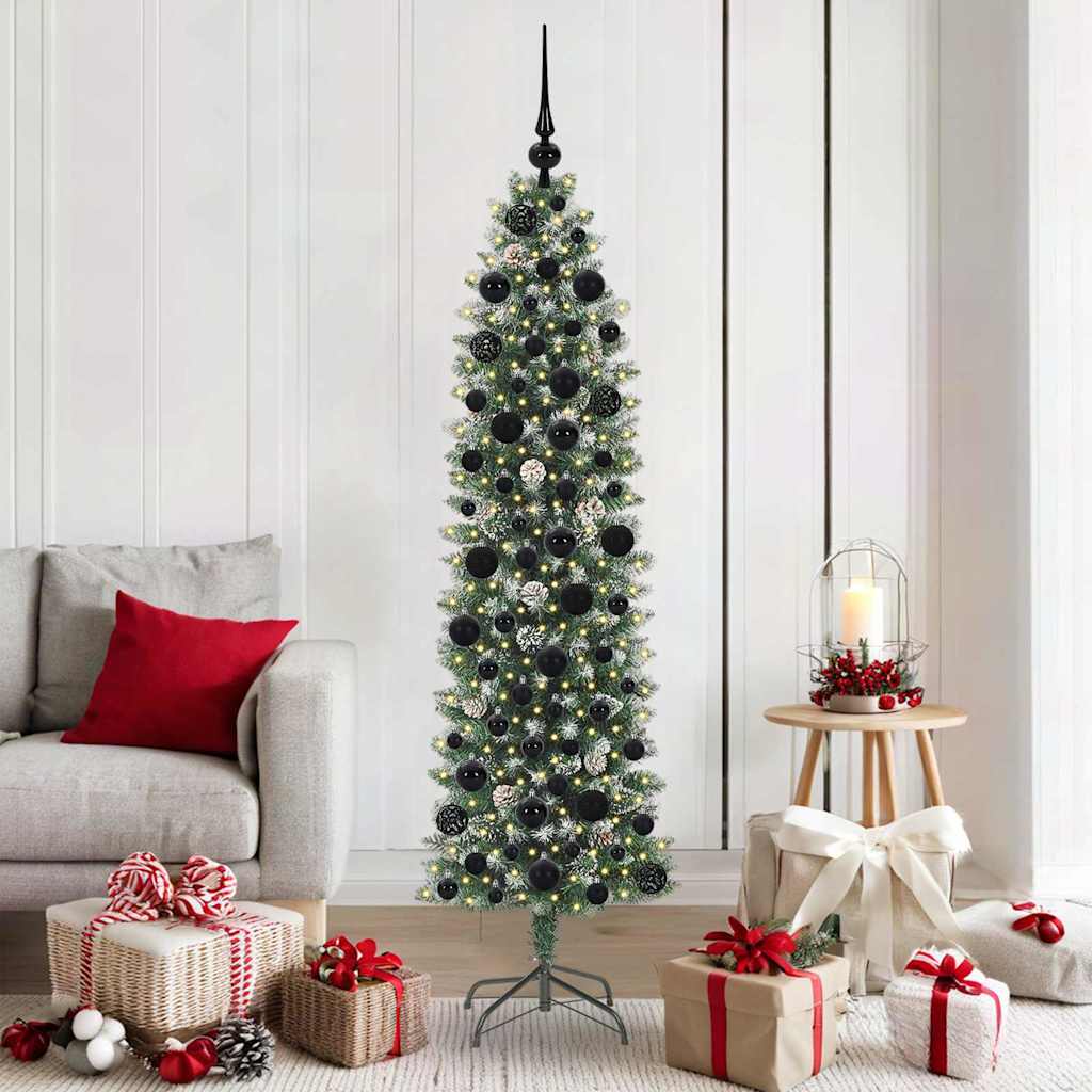 Mű Karcsú Karácsonyi Fa 300 LED-del Zöld és Fehér 180 cm
