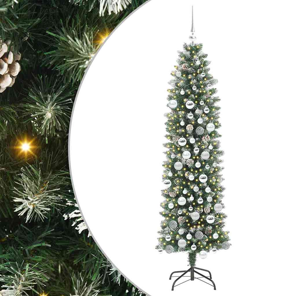 Mű Karcsú Karácsonyi Fa 300 LED-del Zöld és Fehér 180 cm