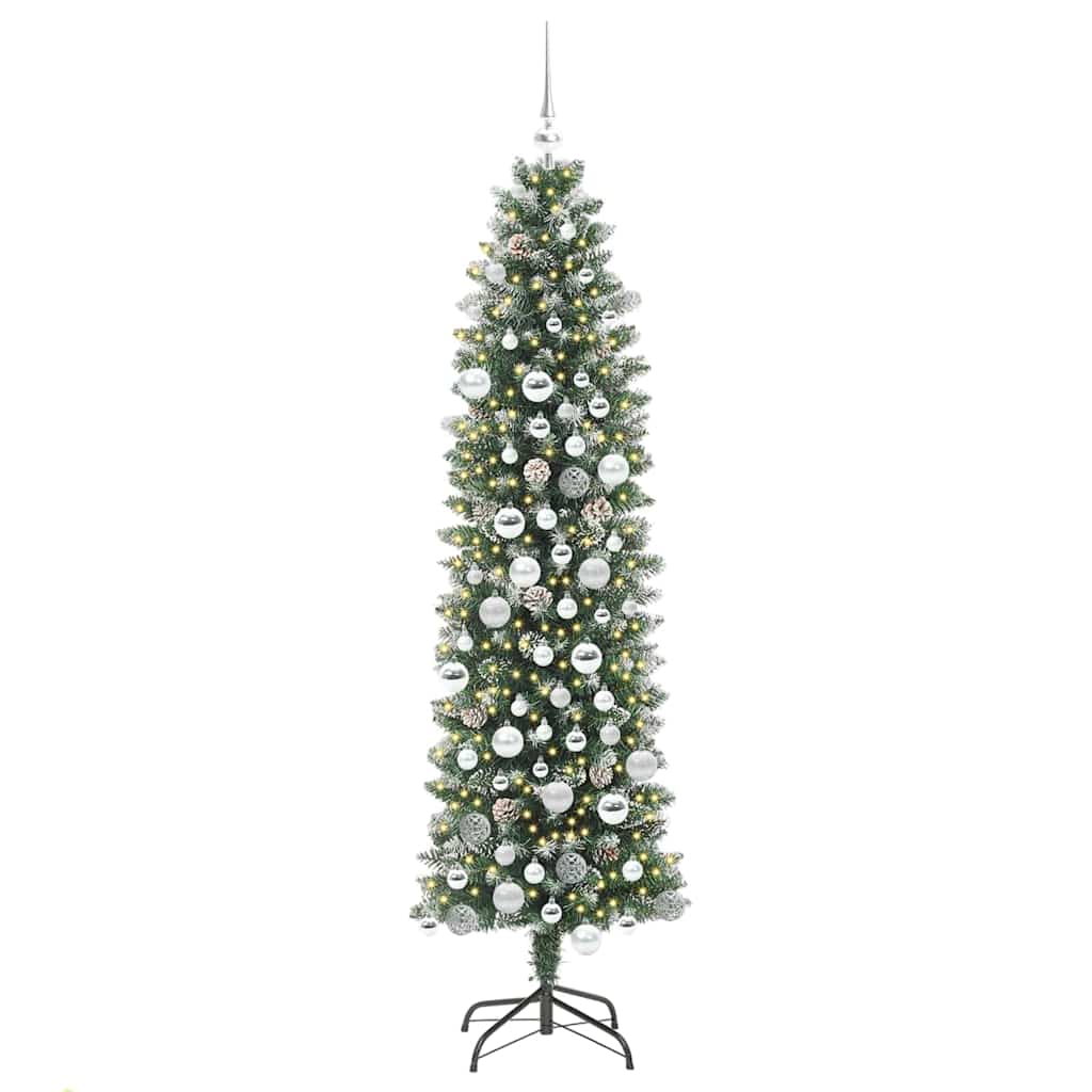 Mű Karcsú Karácsonyi Fa 300 LED-del Zöld és Fehér 180 cm