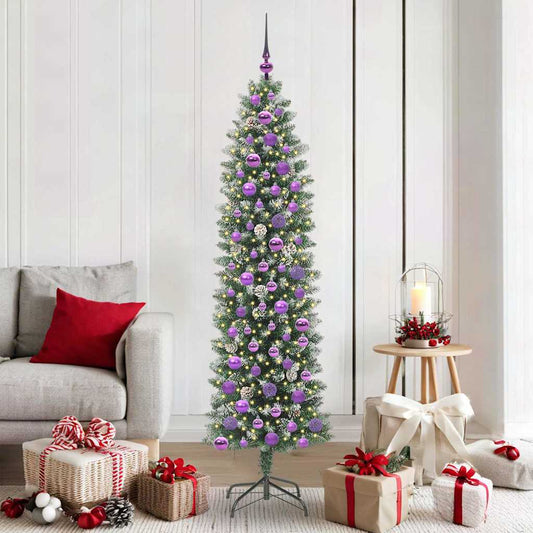 Mű Karcsú Karácsonyi Fa 300 LED-del Zöld és Fehér 180 cm
