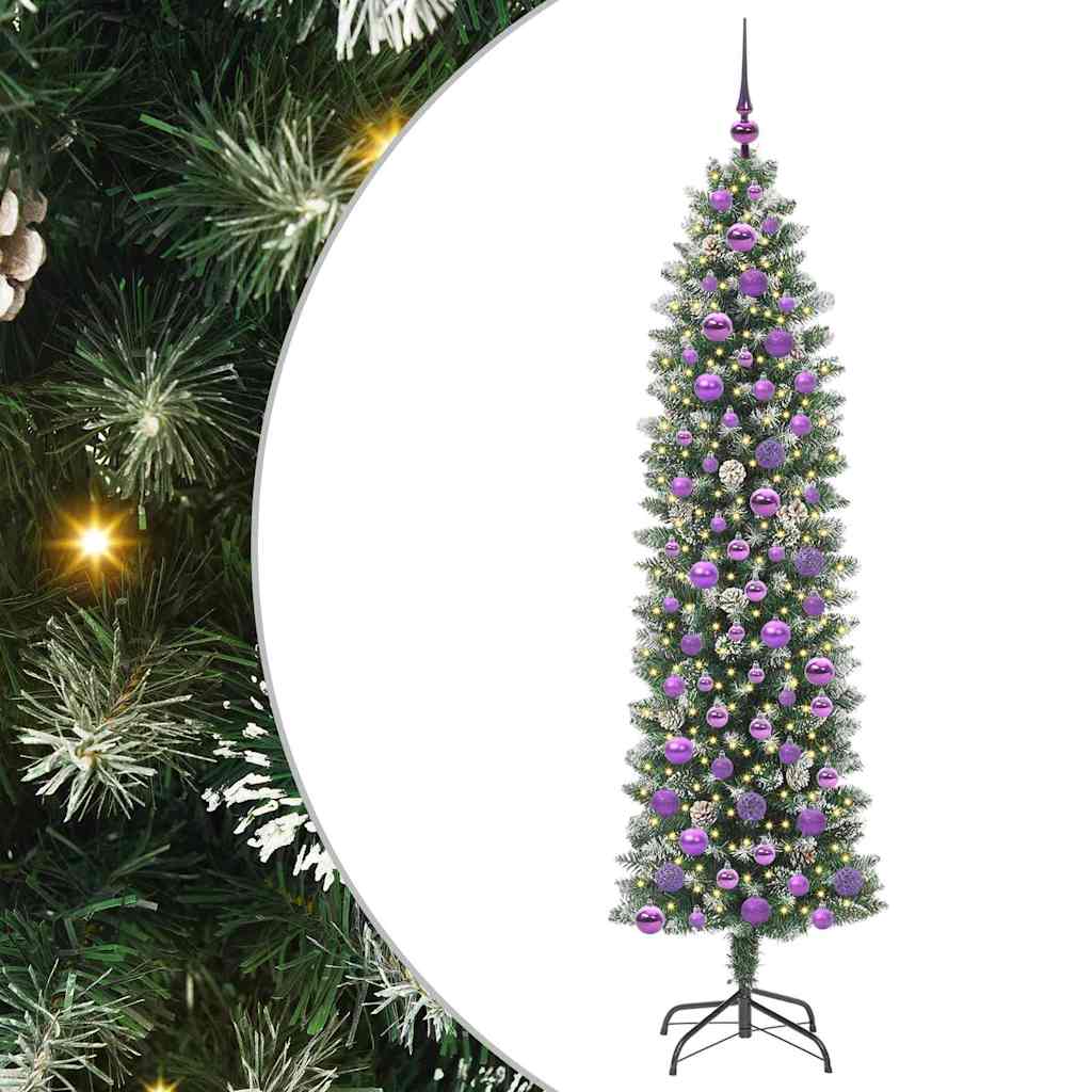 Mű Karcsú Karácsonyi Fa 300 LED-del Zöld és Fehér 180 cm