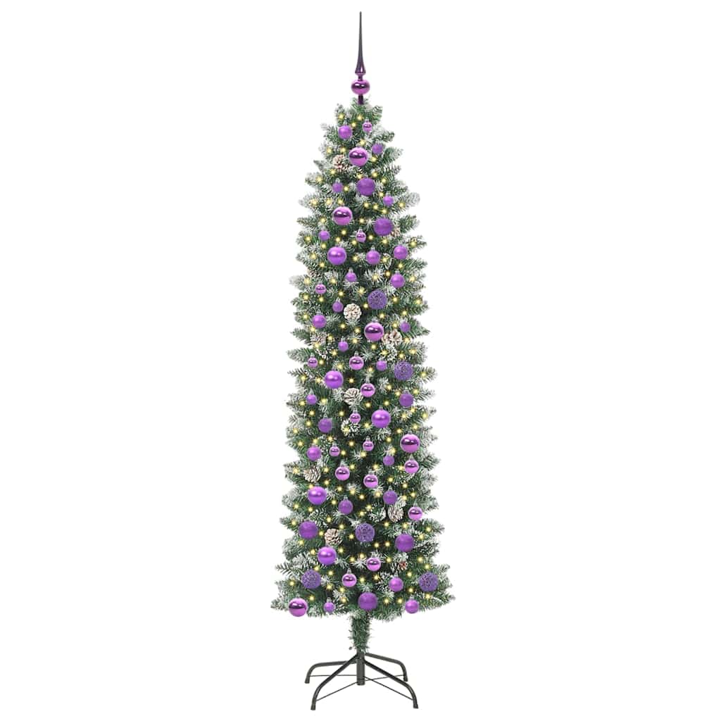 Mű Karcsú Karácsonyi Fa 300 LED-del Zöld és Fehér 180 cm