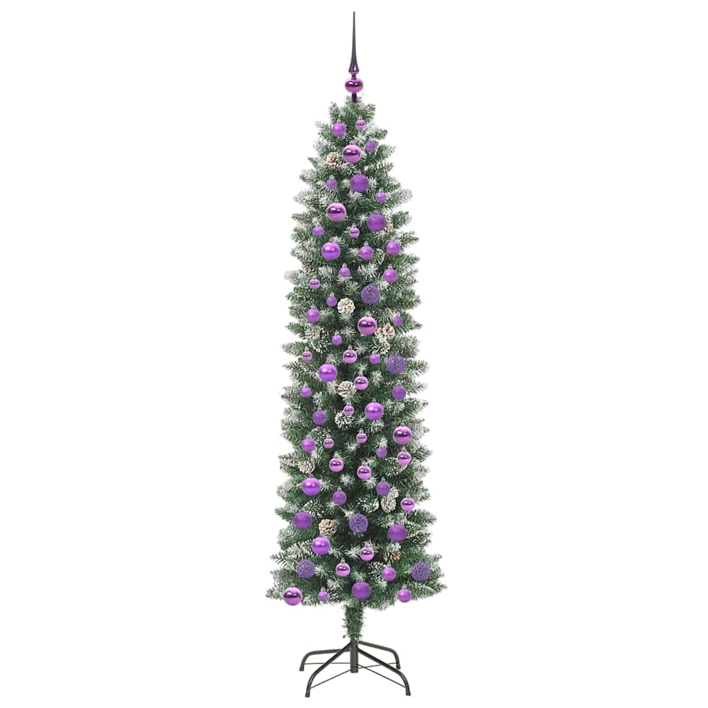 Mű Karcsú Karácsonyi Fa 300 LED-del Zöld és Fehér 180 cm