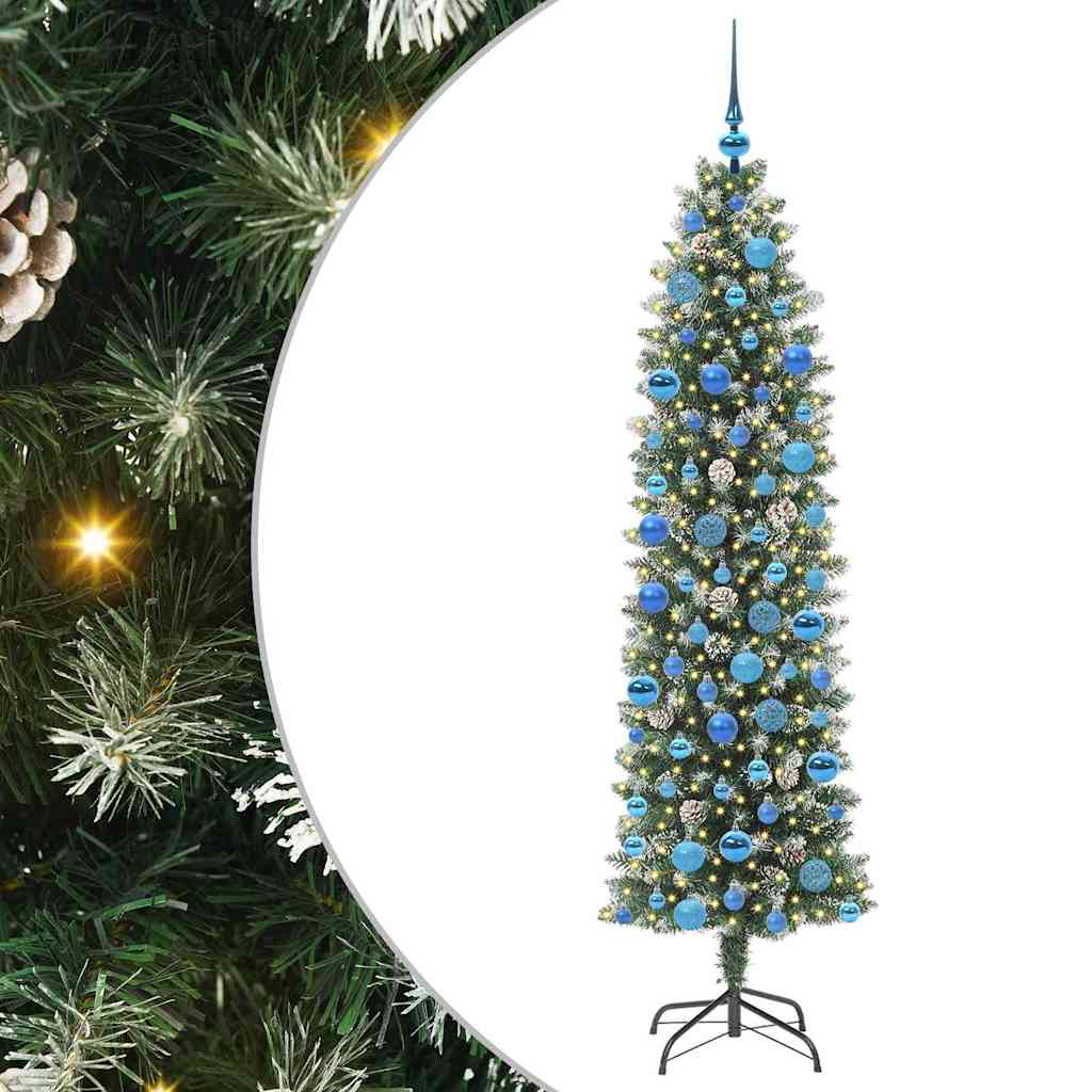 Mű Karcsú Karácsonyi Fa 300 LED-del Zöld és Fehér 180 cm