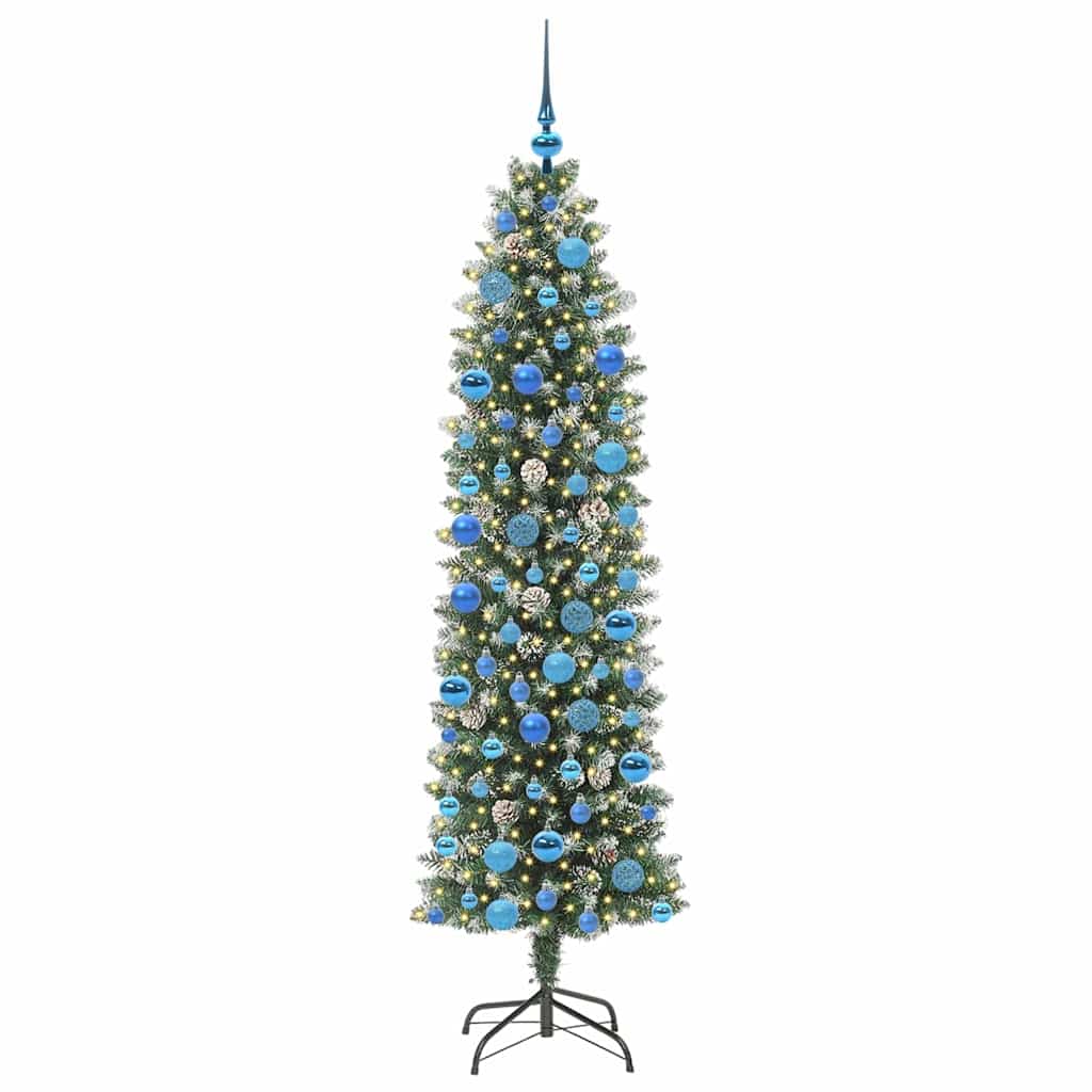 Mű Karcsú Karácsonyi Fa 300 LED-del Zöld és Fehér 180 cm