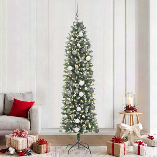 Mű Karcsú Karácsonyi Fa 300 LED-del Zöld és Fehér 210 cm