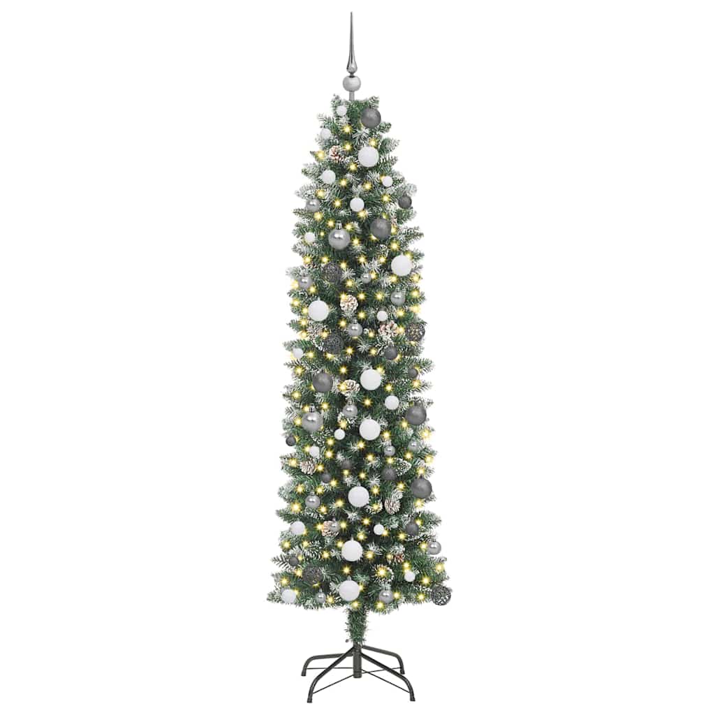 Mű Karcsú Karácsonyi Fa 300 LED-del Zöld és Fehér 210 cm