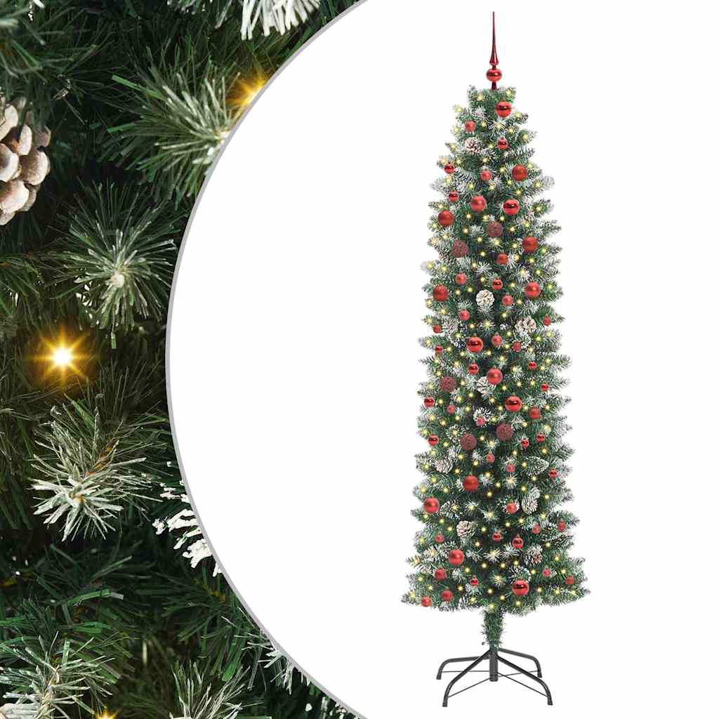 Mű Karcsú Karácsonyi Fa 300 LED-del Zöld és Fehér 210 cm