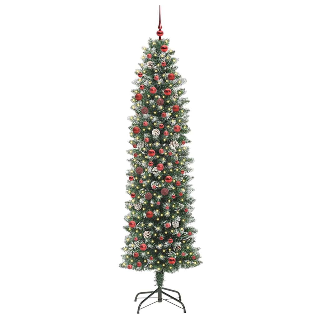 Mű Karcsú Karácsonyi Fa 300 LED-del Zöld és Fehér 210 cm
