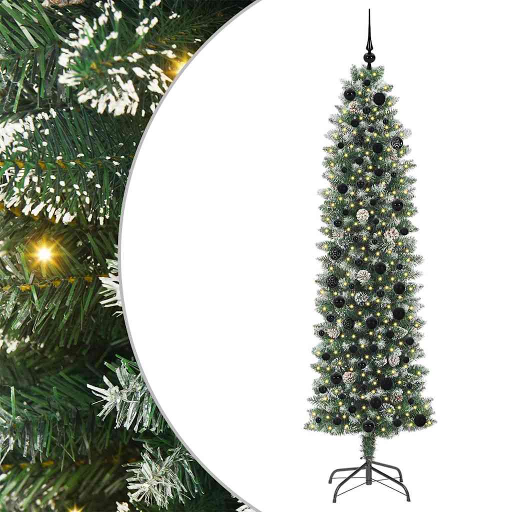 Mű Karcsú Karácsonyi Fa 300 LED-del Zöld és Fehér 210 cm