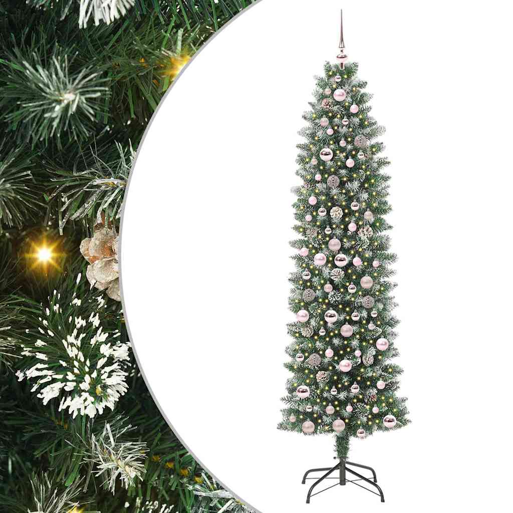 Mű Karcsú Karácsonyi Fa 300 LED-del Zöld és Fehér 210 cm
