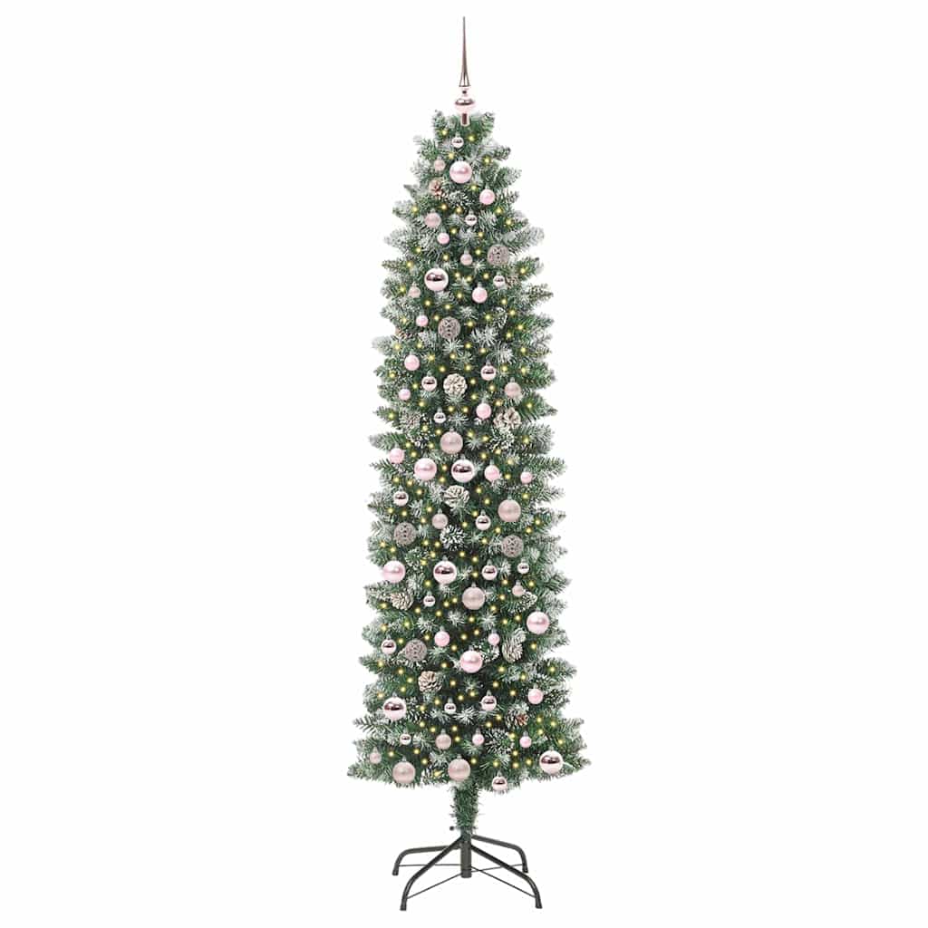 Mű Karcsú Karácsonyi Fa 300 LED-del Zöld és Fehér 210 cm