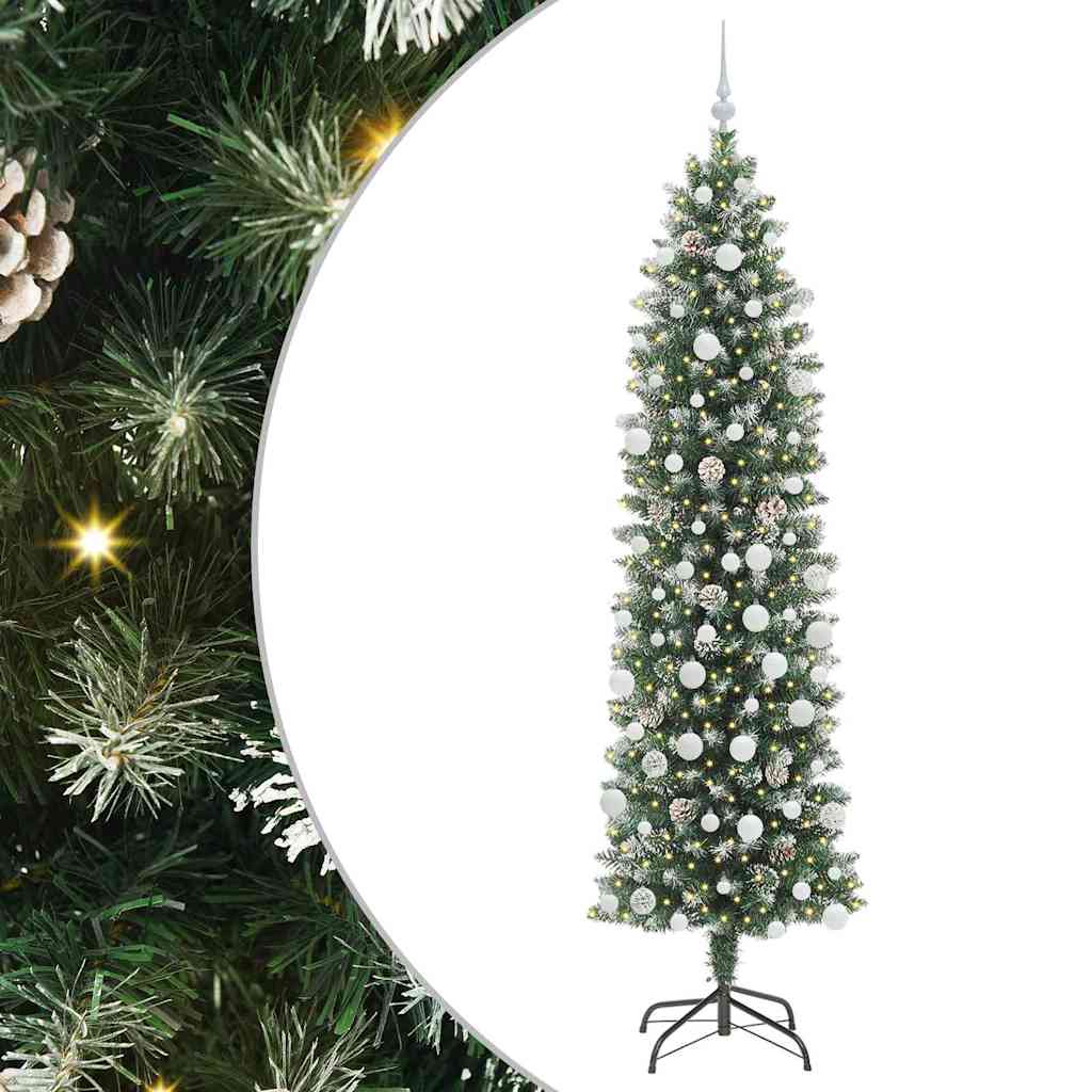 Mű Karcsú Karácsonyi Fa 300 LED-del Zöld és Fehér 210 cm