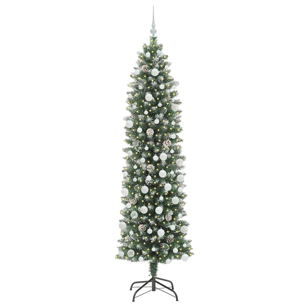 Mű Karcsú Karácsonyi Fa 300 LED-del Zöld és Fehér 210 cm