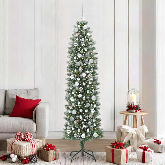 Mű Karcsú Karácsonyi Fa 300 LED-del Zöld és Fehér 210 cm