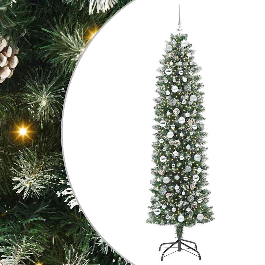 Mű Karcsú Karácsonyi Fa 300 LED-del Zöld és Fehér 210 cm