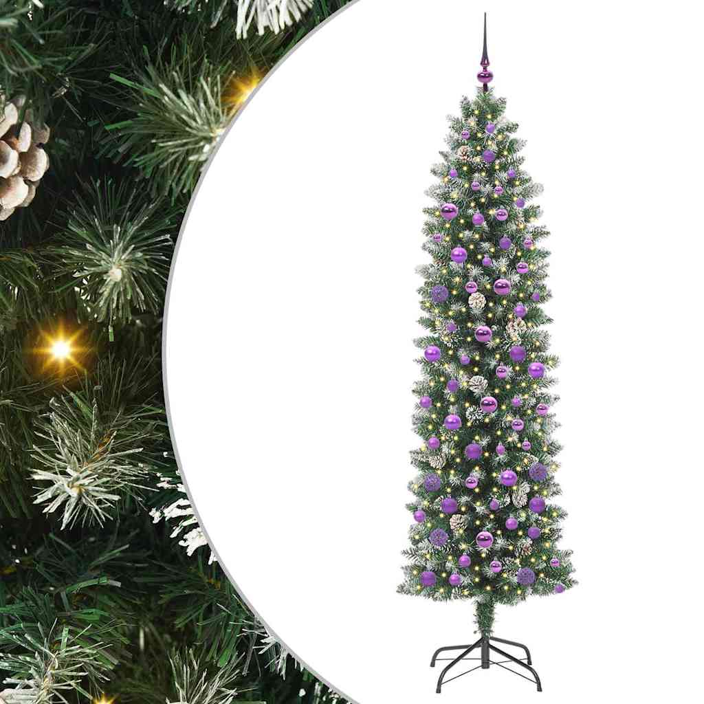 Mű Karcsú Karácsonyi Fa 300 LED-del Zöld és Fehér 210 cm