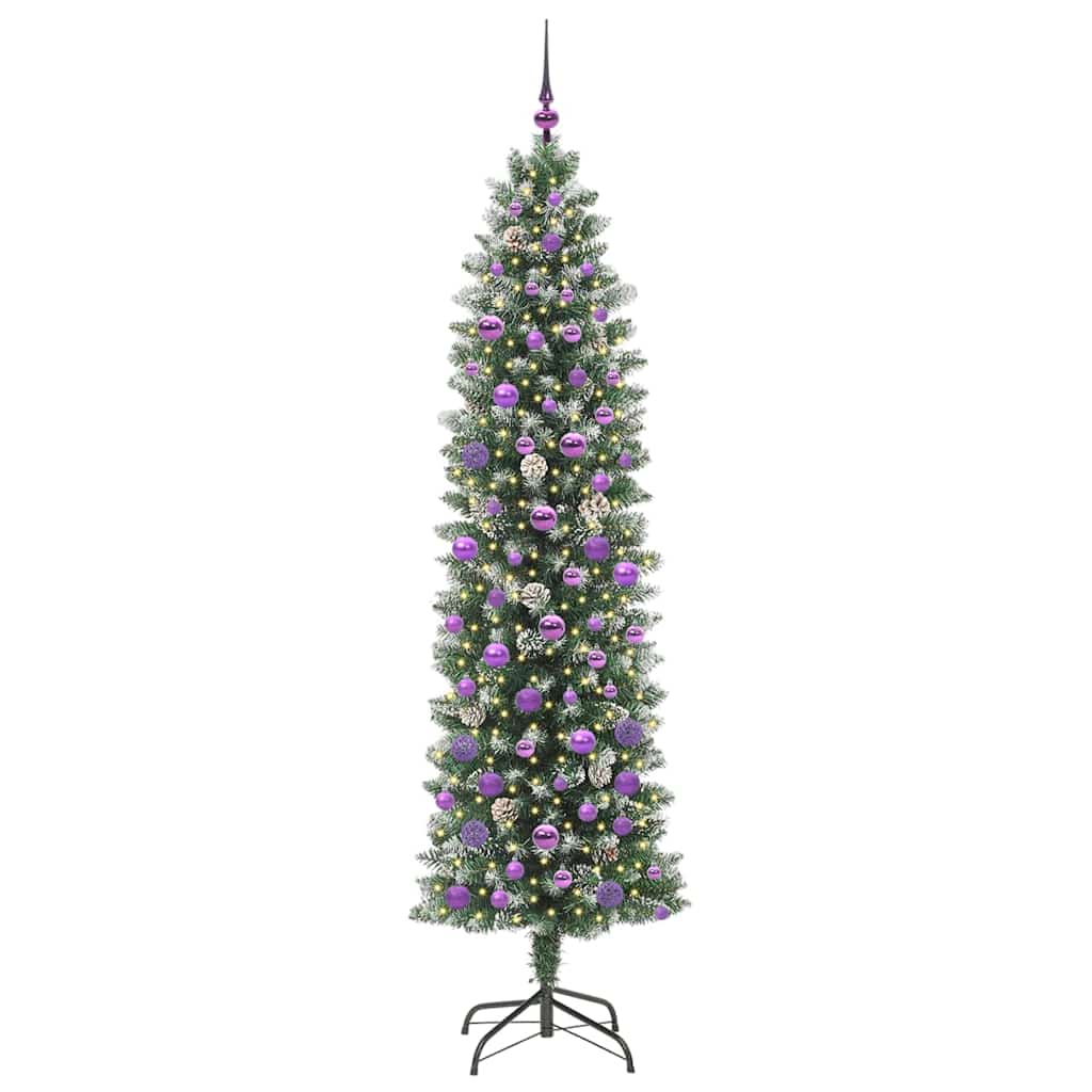 Mű Karcsú Karácsonyi Fa 300 LED-del Zöld és Fehér 210 cm