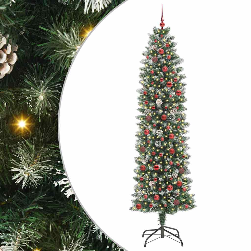 Mű Karcsú Karácsonyi Fa 300 LED-del Zöld és Fehér 240 cm
