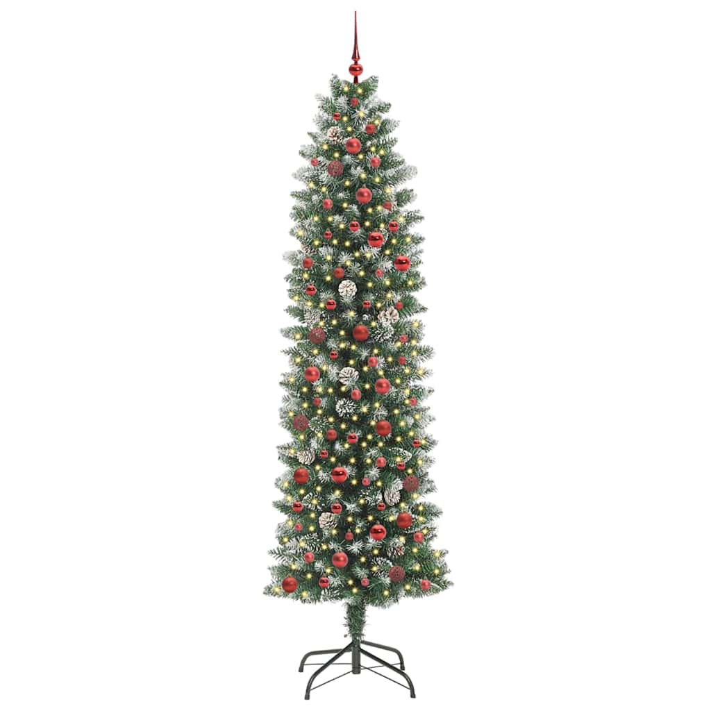 Mű Karcsú Karácsonyi Fa 300 LED-del Zöld és Fehér 240 cm
