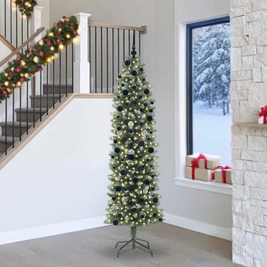 Mű Karcsú Karácsonyi Fa 300 LED-del Zöld és Fehér 240 cm