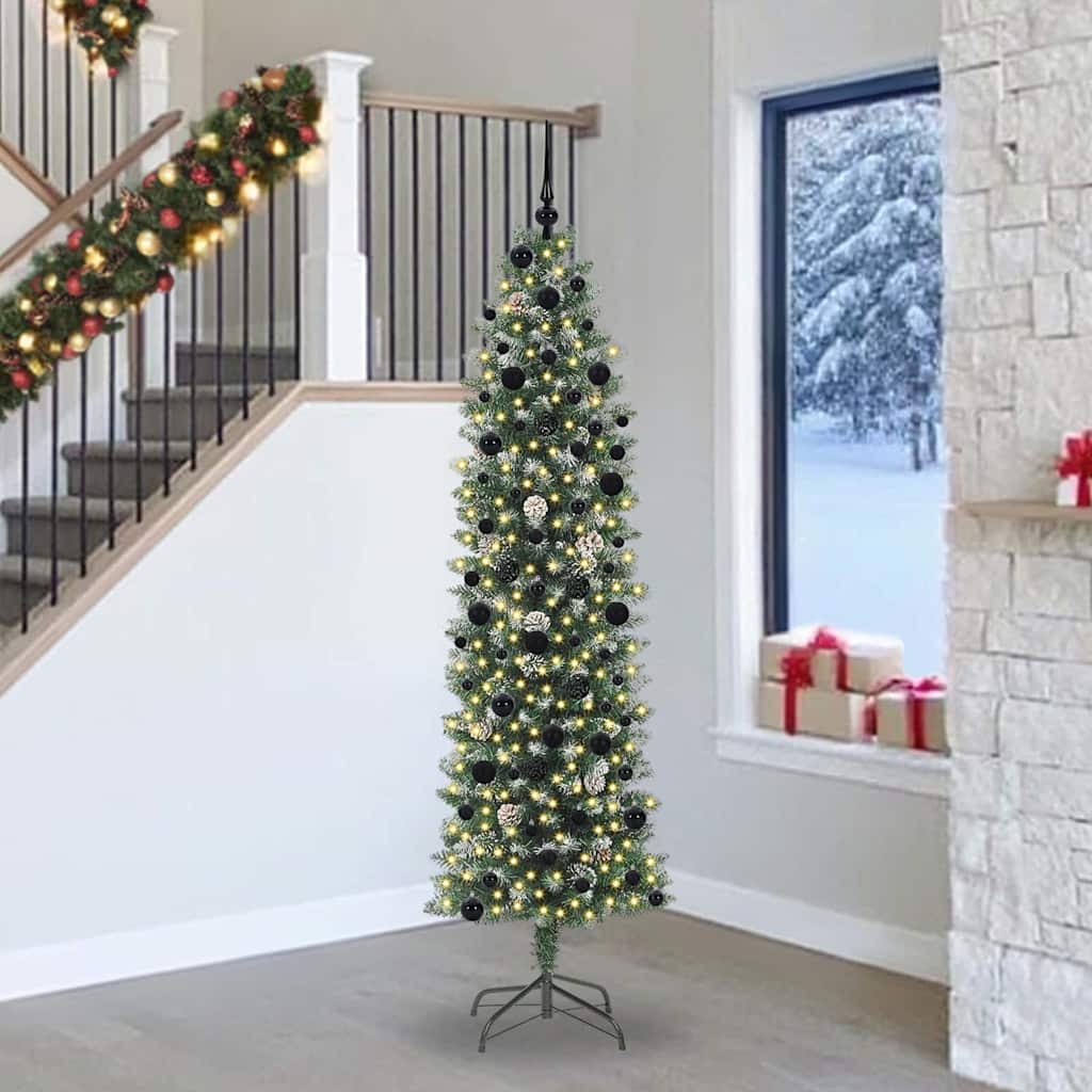 Mű Karcsú Karácsonyi Fa 300 LED-del Zöld és Fehér 240 cm