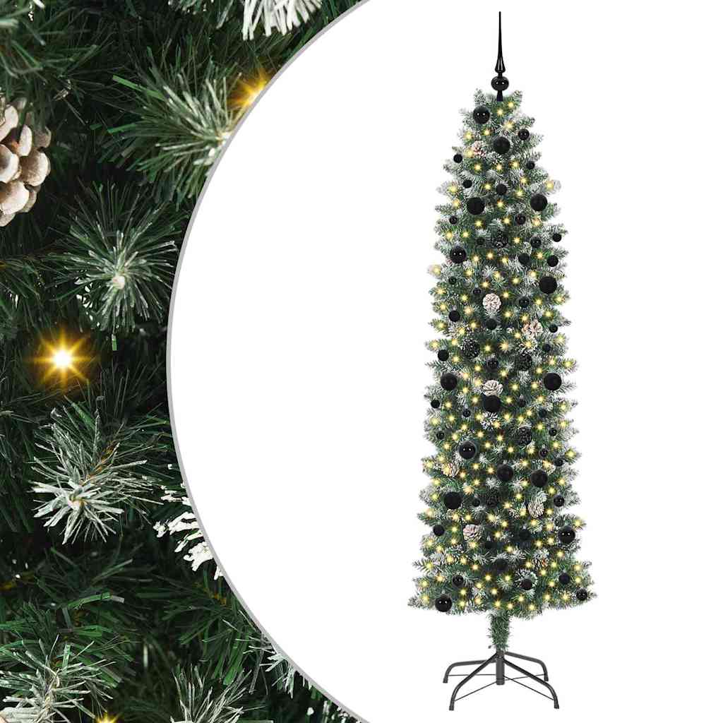 Mű Karcsú Karácsonyi Fa 300 LED-del Zöld és Fehér 240 cm