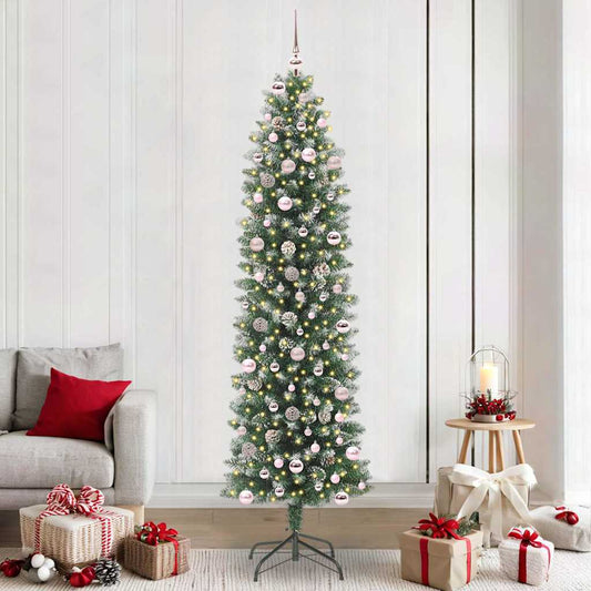 Mű Karcsú Karácsonyi Fa 300 LED-del Zöld és Fehér 240 cm