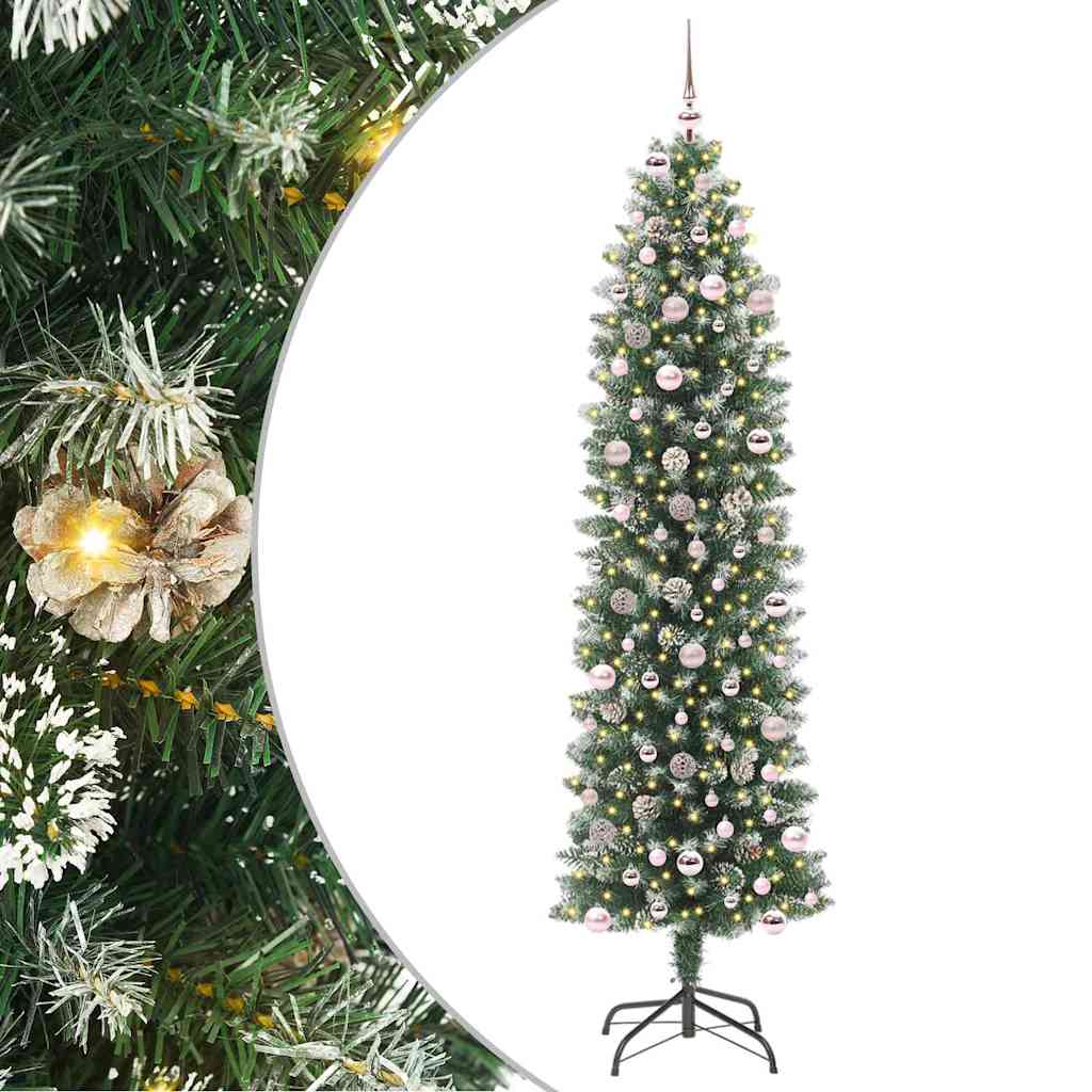 Mű Karcsú Karácsonyi Fa 300 LED-del Zöld és Fehér 240 cm