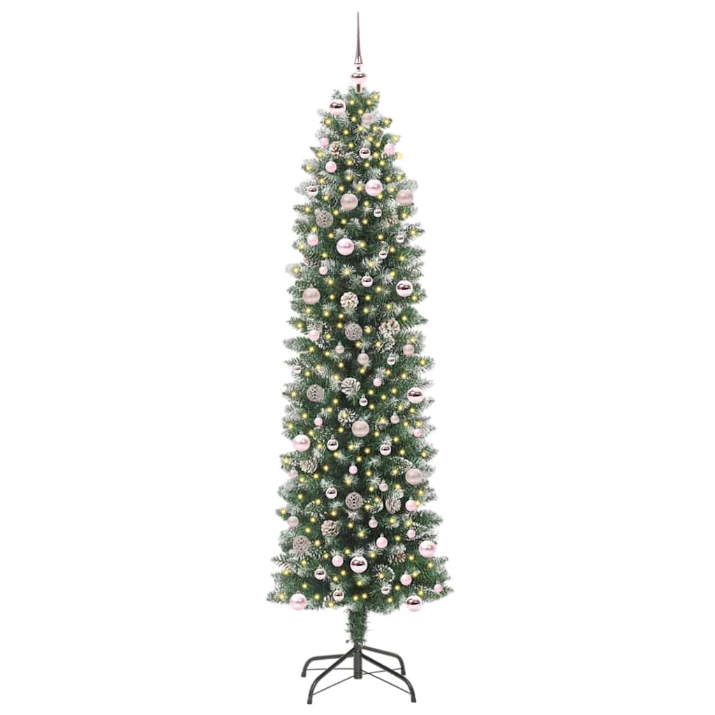 Mű Karcsú Karácsonyi Fa 300 LED-del Zöld és Fehér 240 cm
