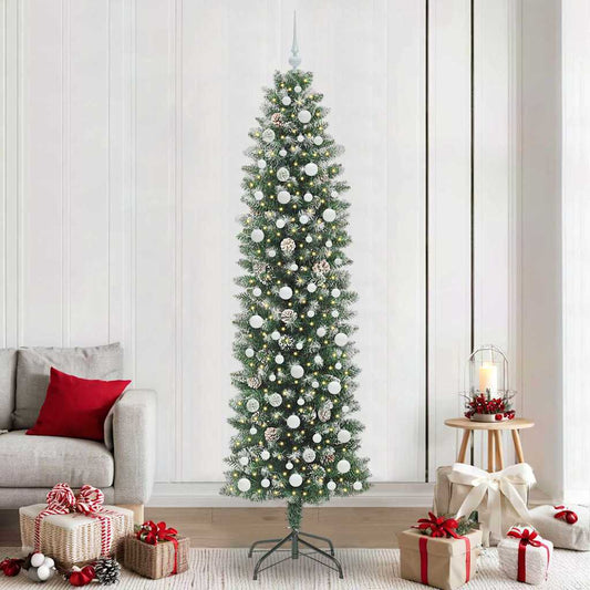 Mű Karcsú Karácsonyi Fa 300 LED-del Zöld és Fehér 240 cm