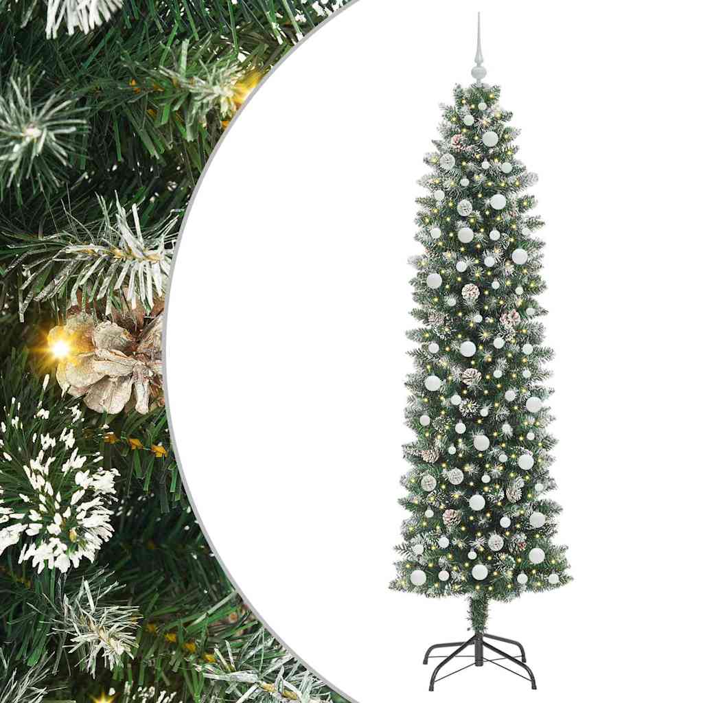 Mű Karcsú Karácsonyi Fa 300 LED-del Zöld és Fehér 240 cm