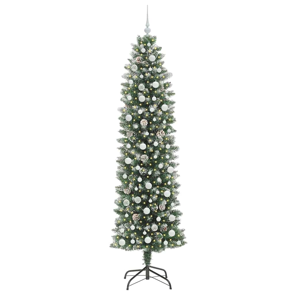 Mű Karcsú Karácsonyi Fa 300 LED-del Zöld és Fehér 240 cm