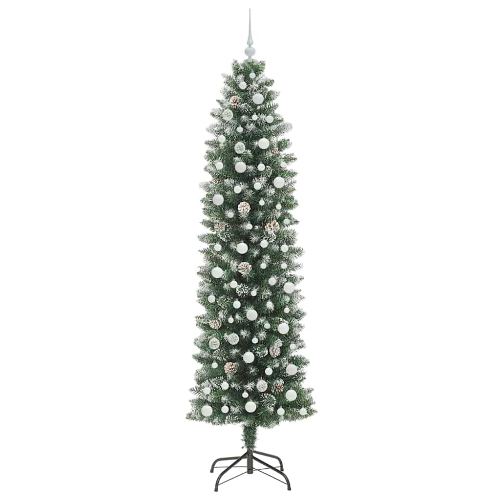 Mű Karcsú Karácsonyi Fa 300 LED-del Zöld és Fehér 240 cm