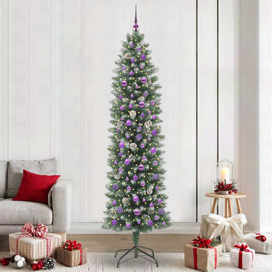 Mű Karcsú Karácsonyi Fa 300 LED-del Zöld és Fehér 240 cm
