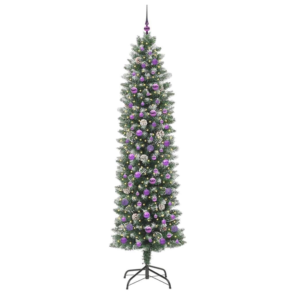 Mű Karcsú Karácsonyi Fa 300 LED-del Zöld és Fehér 240 cm