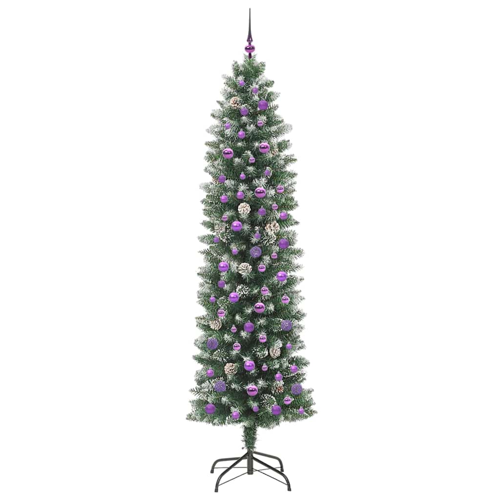 Mű Karcsú Karácsonyi Fa 300 LED-del Zöld és Fehér 240 cm